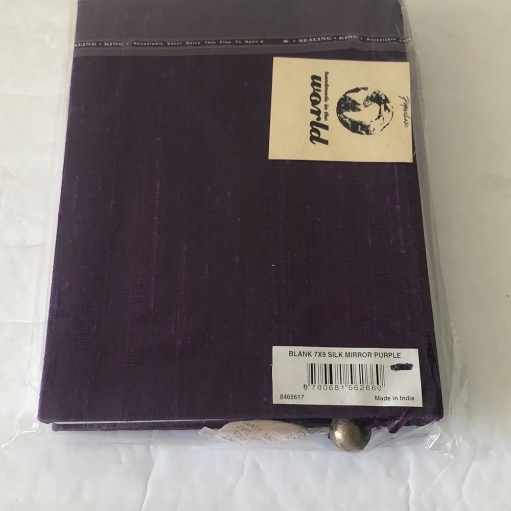 Unique Paperchase Vtg Purple Silk Blank Notebook W Round Mirrors Handmade